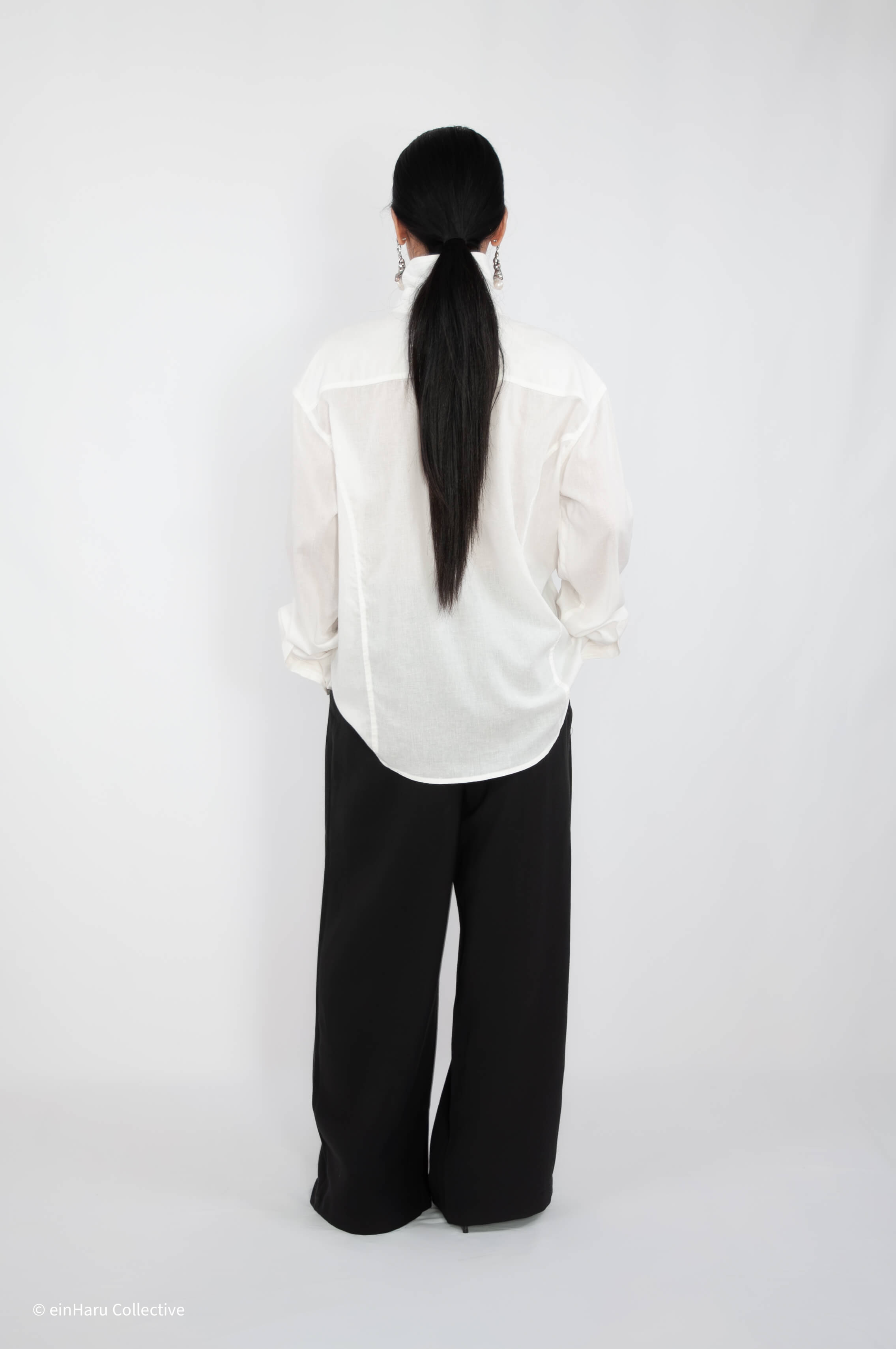Bijo Shirt detail — collar and drape — einHaru Collective