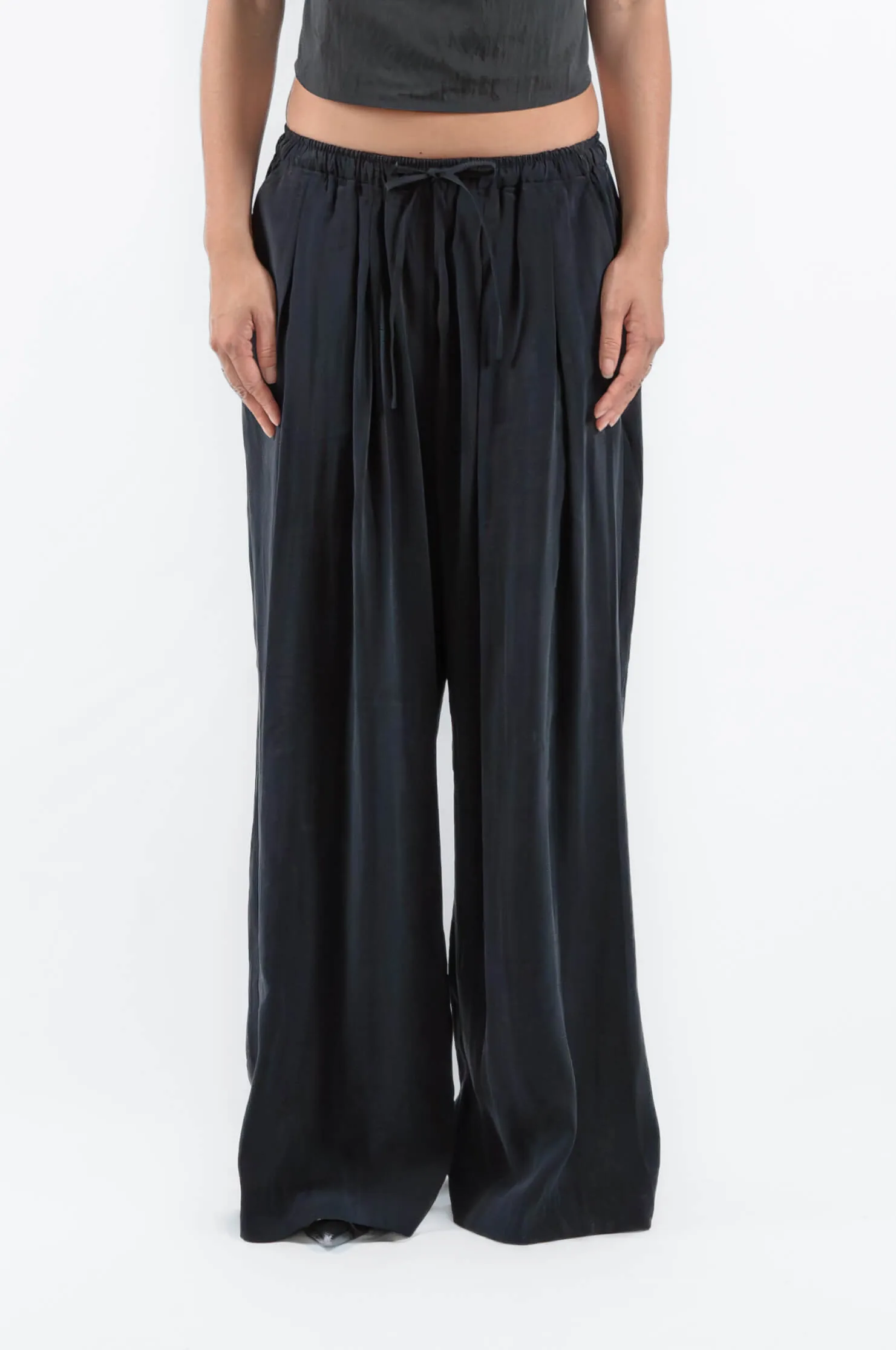 Fluid Wide-Leg Pants - Dark Blue | einHaru Collective