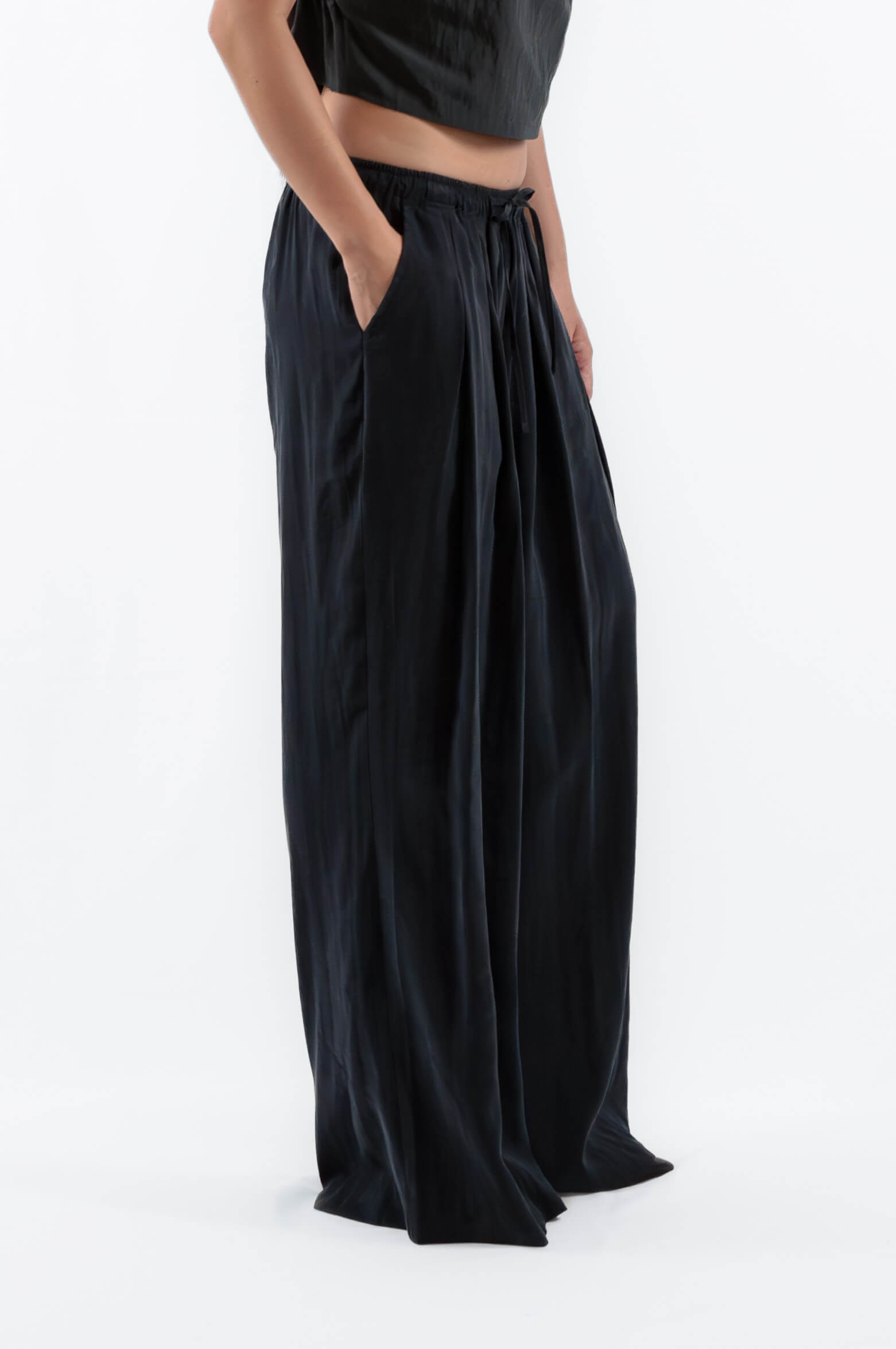 Fluid Wide Leg Pants in Dark Blue, einHaru Collective
