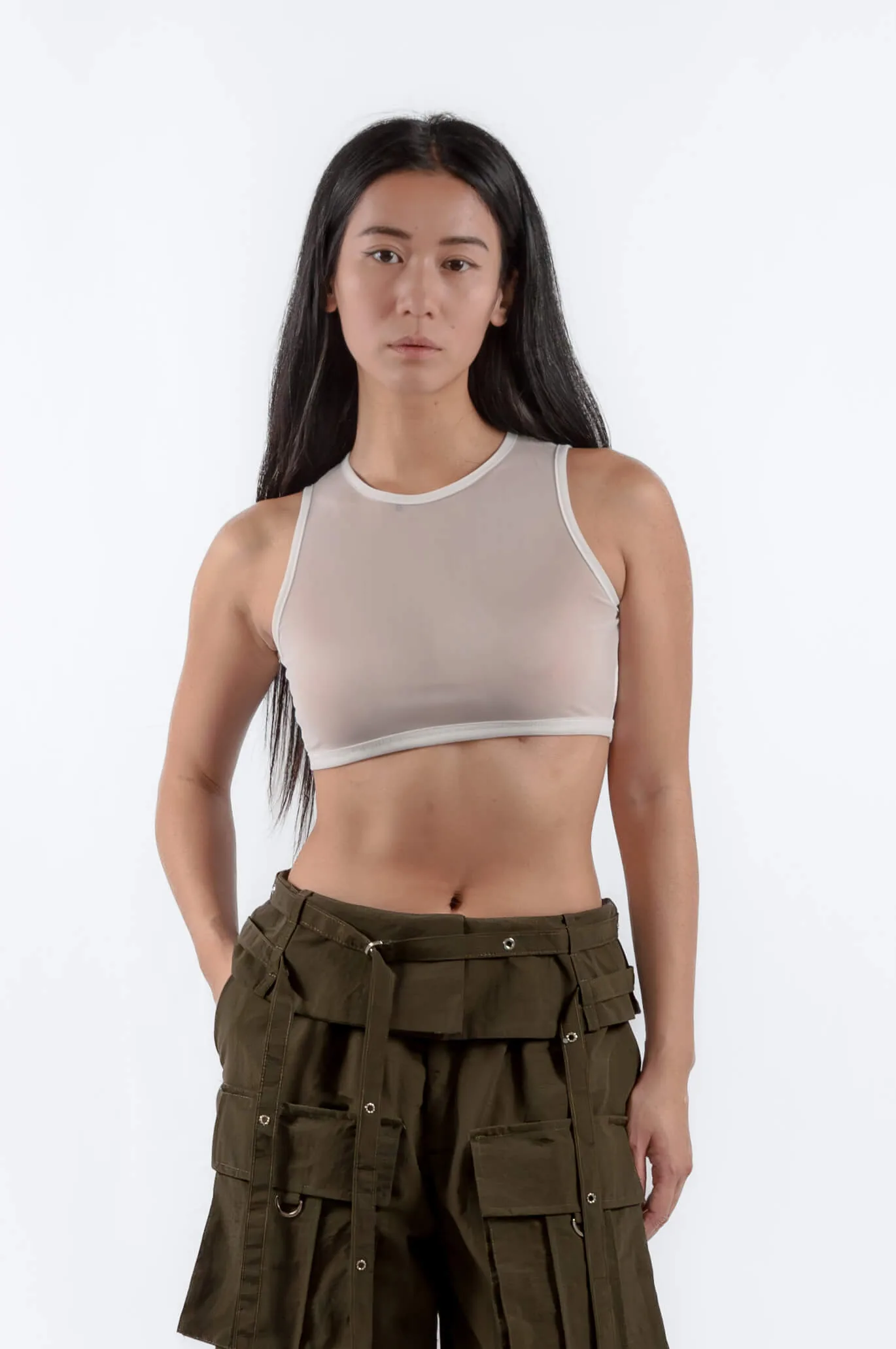 Mesh Cropped Tank - White | einHaru Collective