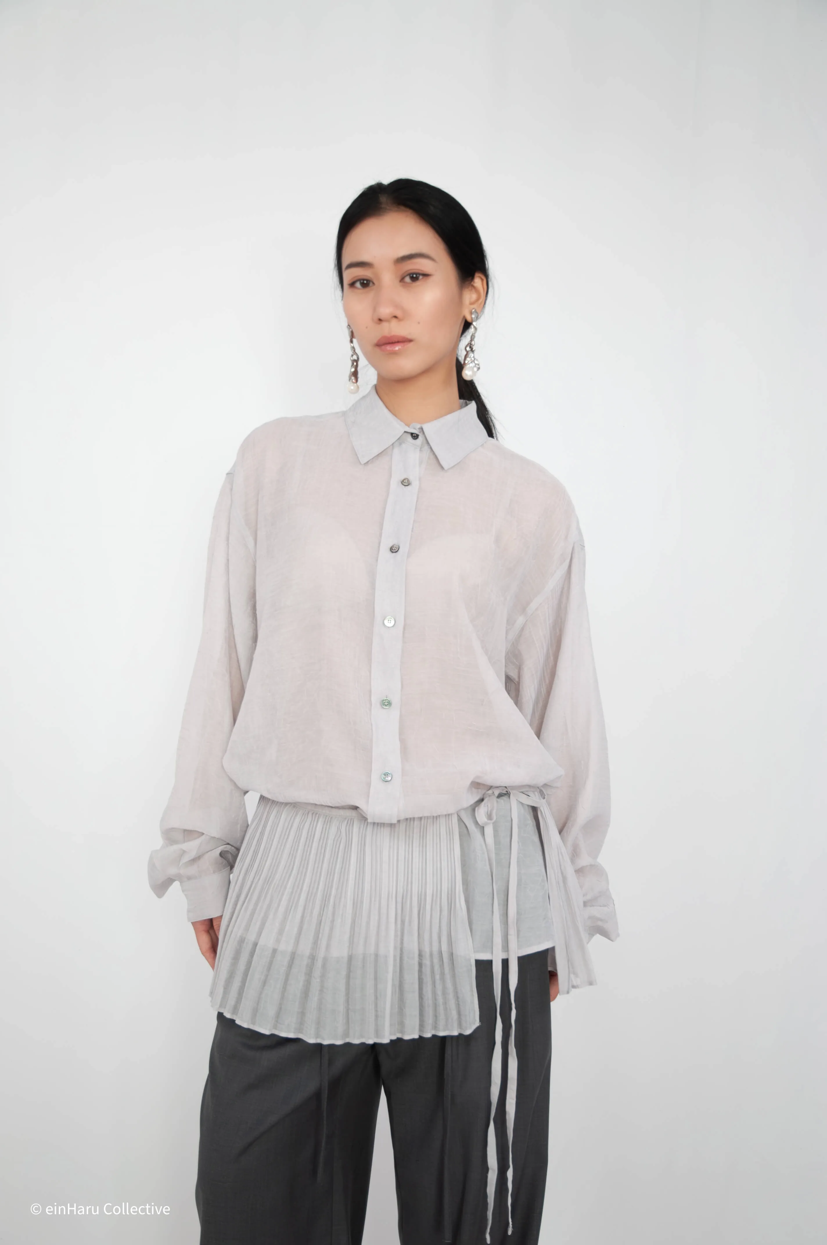 Shearling Wrap Shirt — Korean minimalist fashion, einHaru Collective Berlin