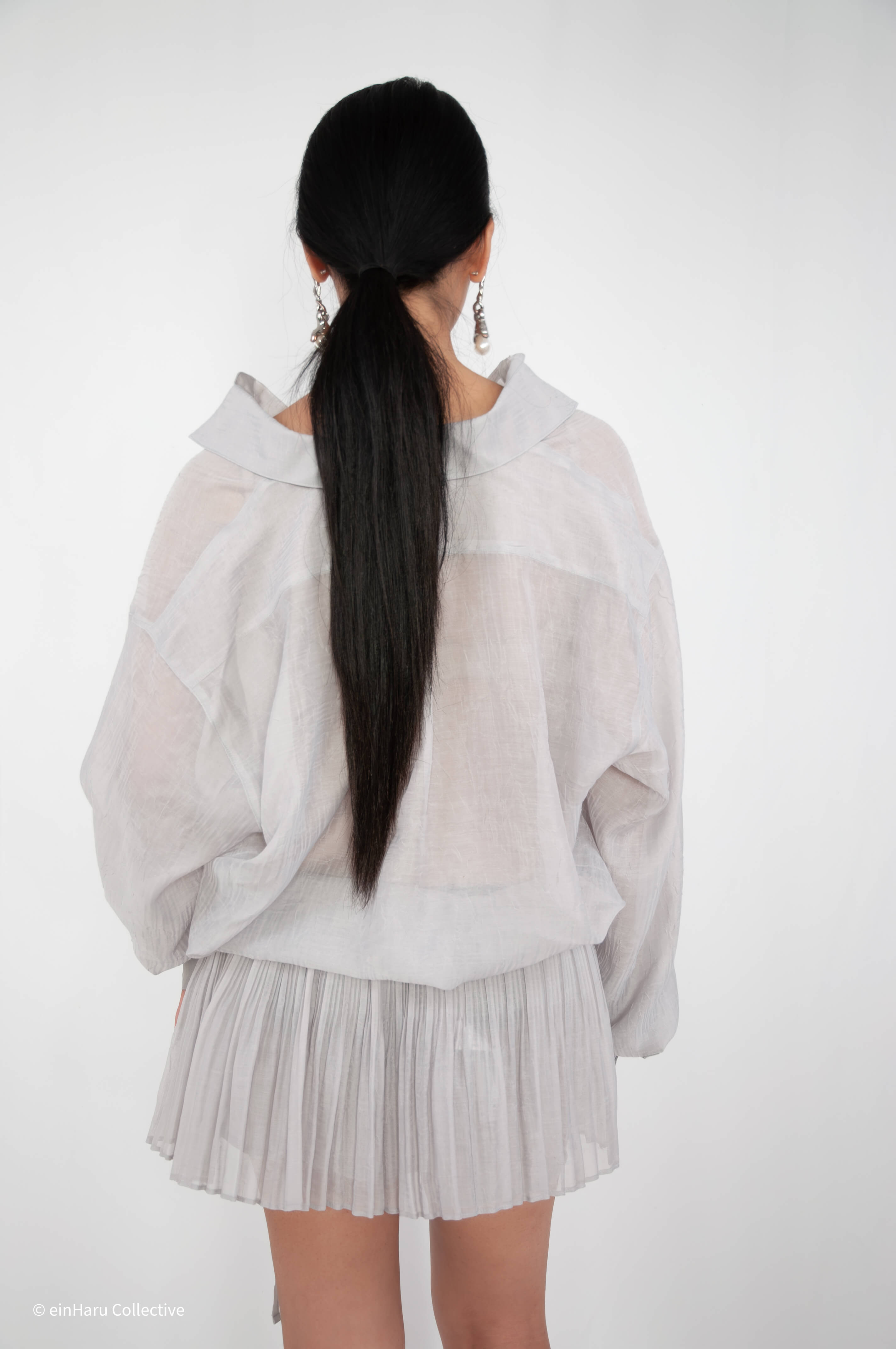 Shearling Wrap Shirt, Korean minimalist construction detail, einHaru Collective