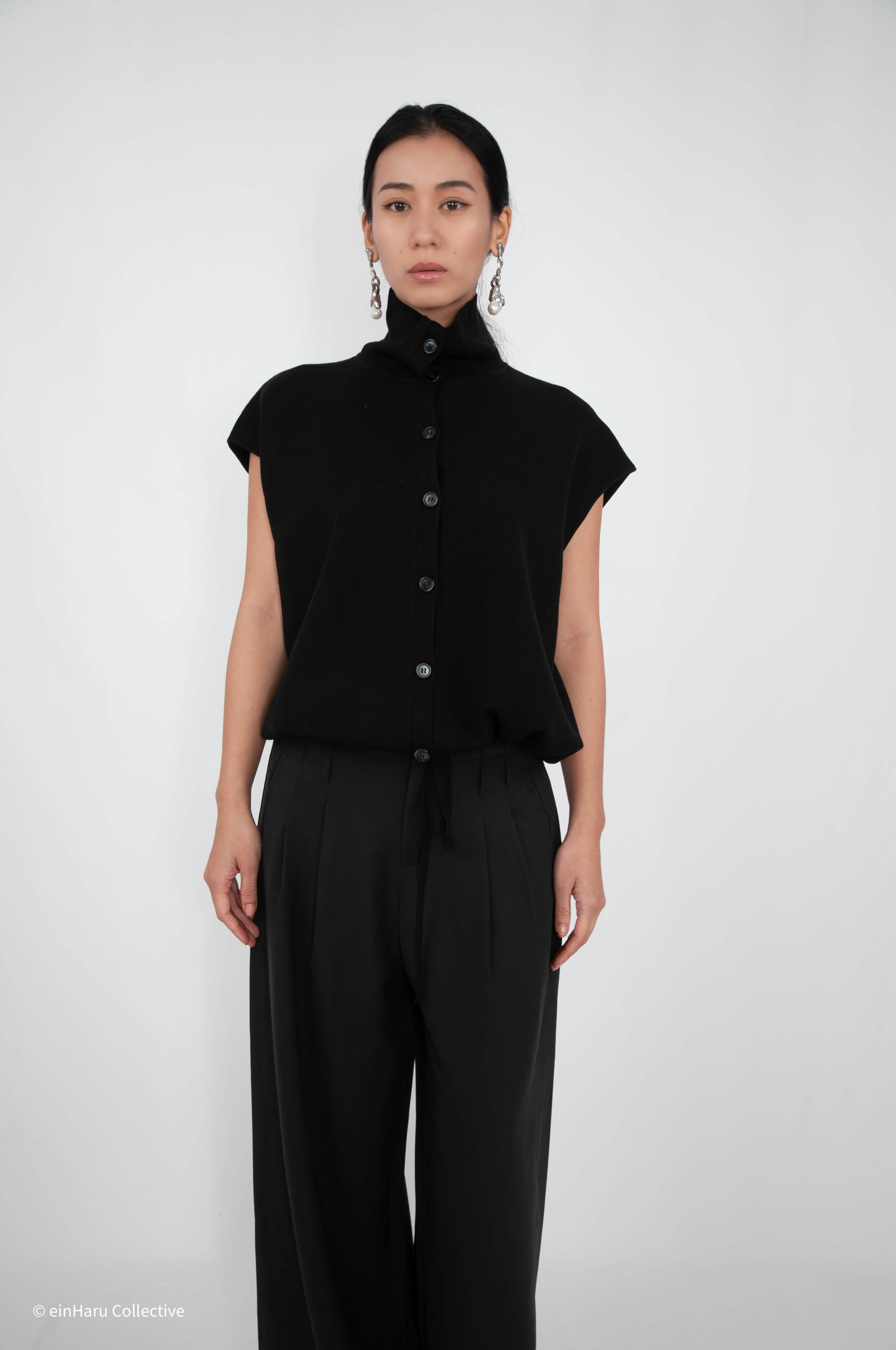 Stand Collar Top, Korean minimalist fashion, einHaru Collective
